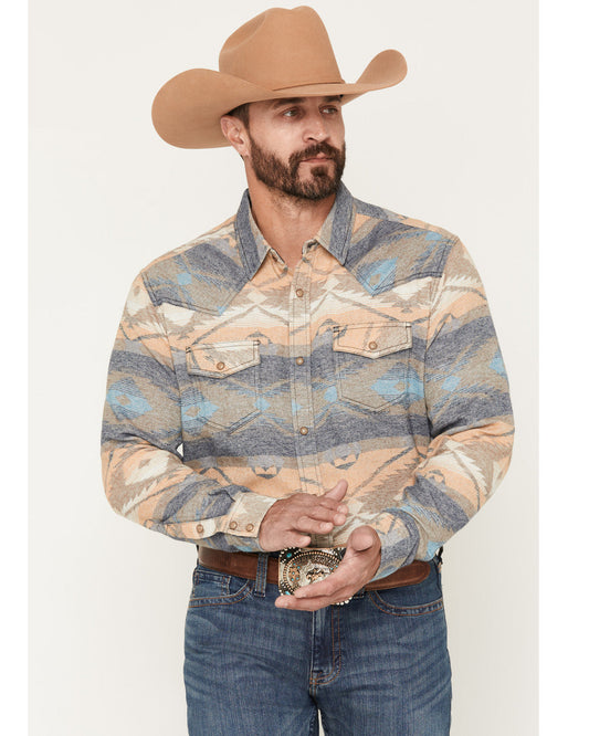 Cody James Men's Arrow Bear Southwestern Print Long Sleeve Snap Flanne