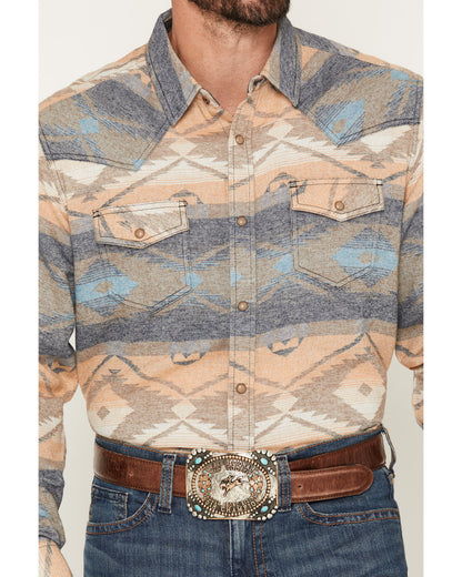 Cody James Men's Arrow Bear Southwestern Print Long Sleeve Snap Flanne
