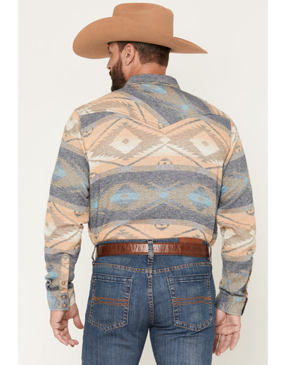 Cody James Men's Arrow Bear Southwestern Print Long Sleeve Snap Flanne