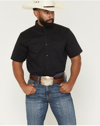 Cody James Men's Basic Solid Short Sleeve Button-Down Stretch Western