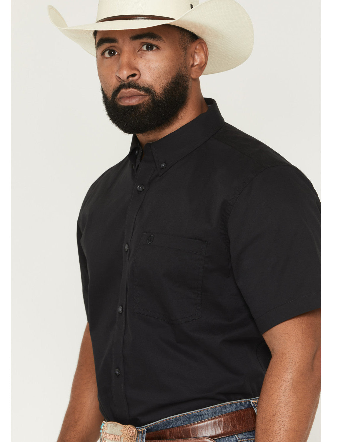 Cody James Men's Basic Solid Short Sleeve Button-Down Stretch Western