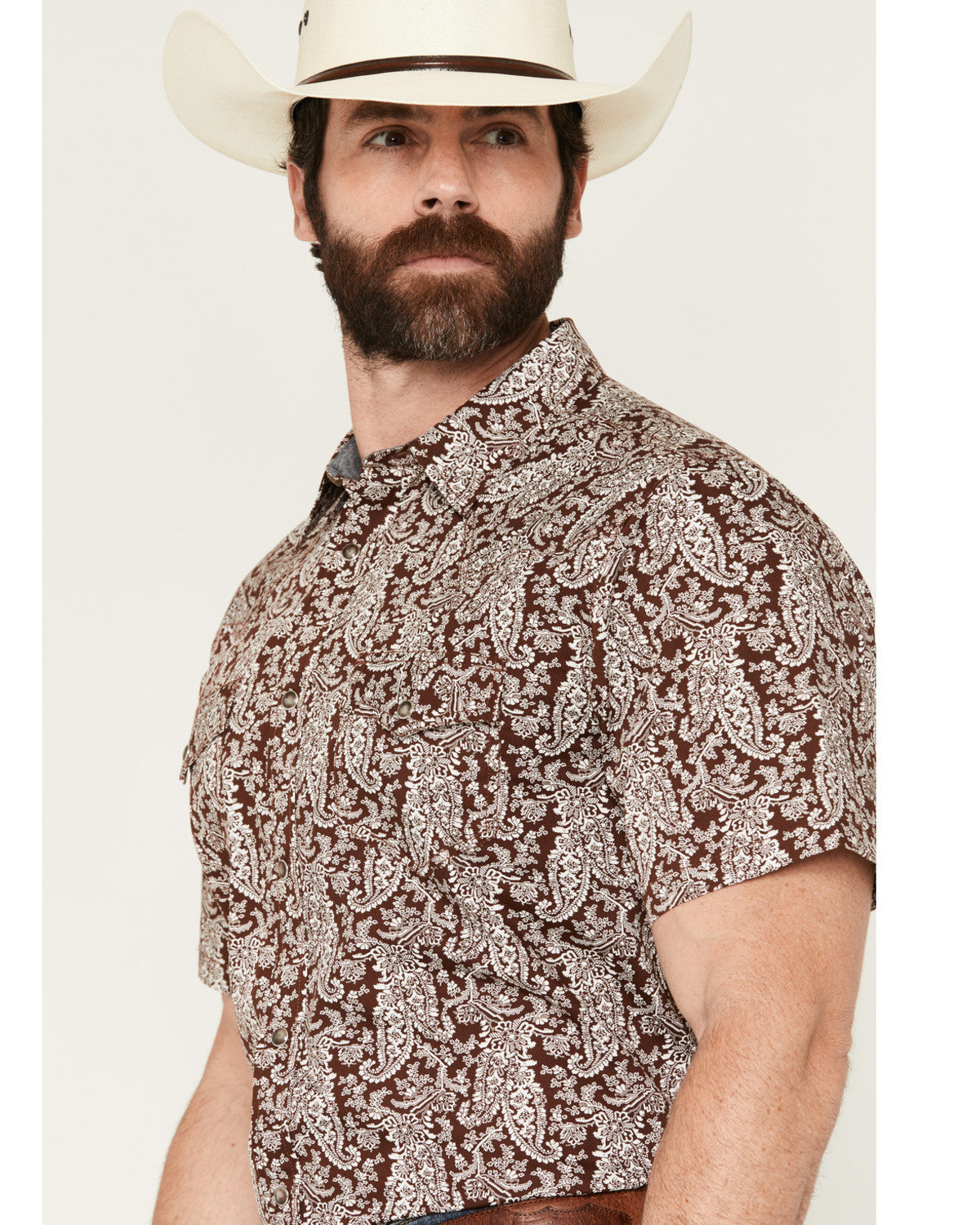 Cody James Men's Rusted Gate Paisley Print Short Sleeve Snap Western S