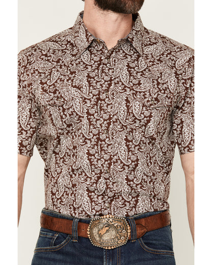 Cody James Men's Rusted Gate Paisley Print Short Sleeve Snap Western S