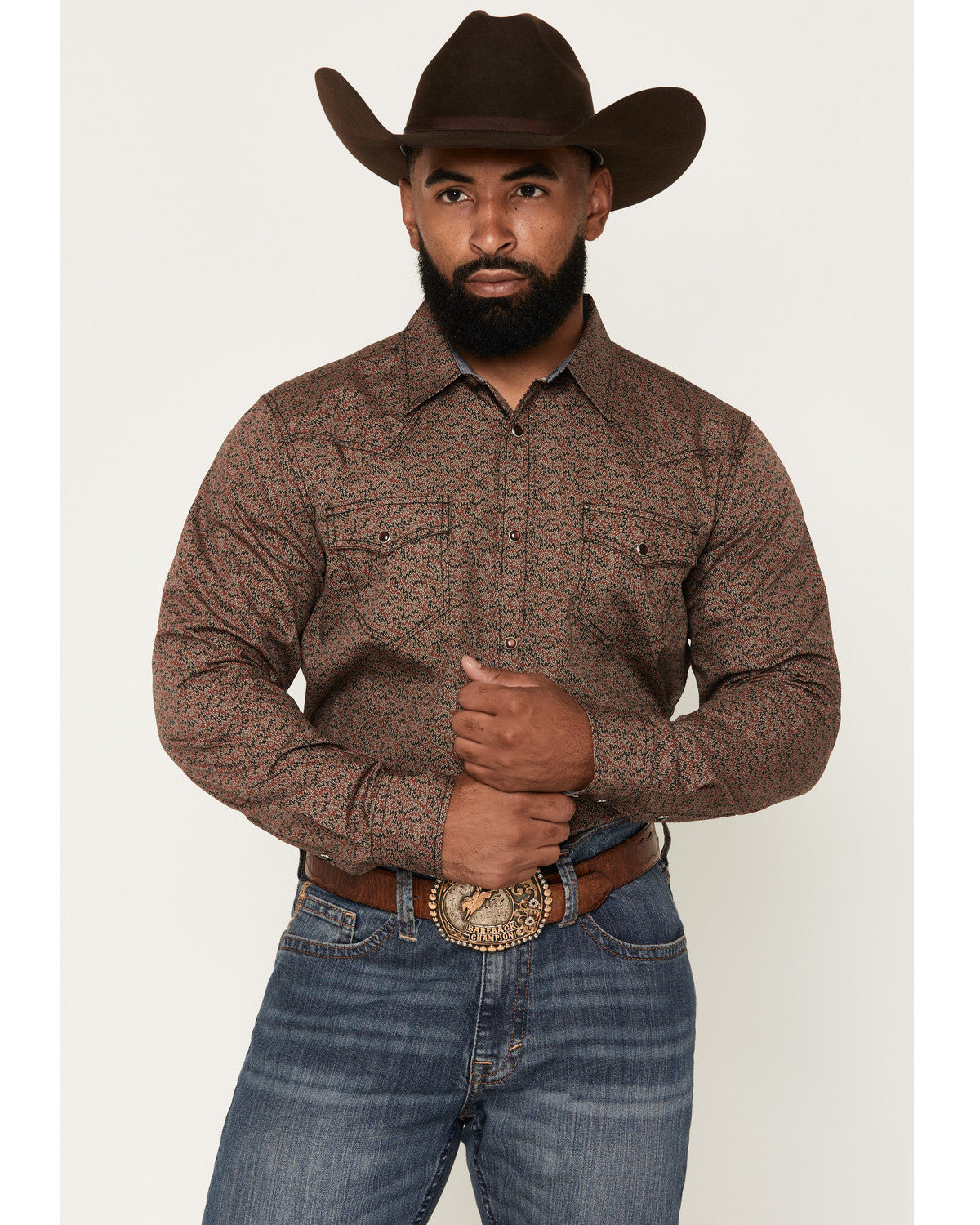 Cody James Men's Fireball Geo Print Long Sleeve Snap Western Shirt - T