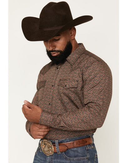 Cody James Men's Fireball Geo Print Long Sleeve Snap Western Shirt - T