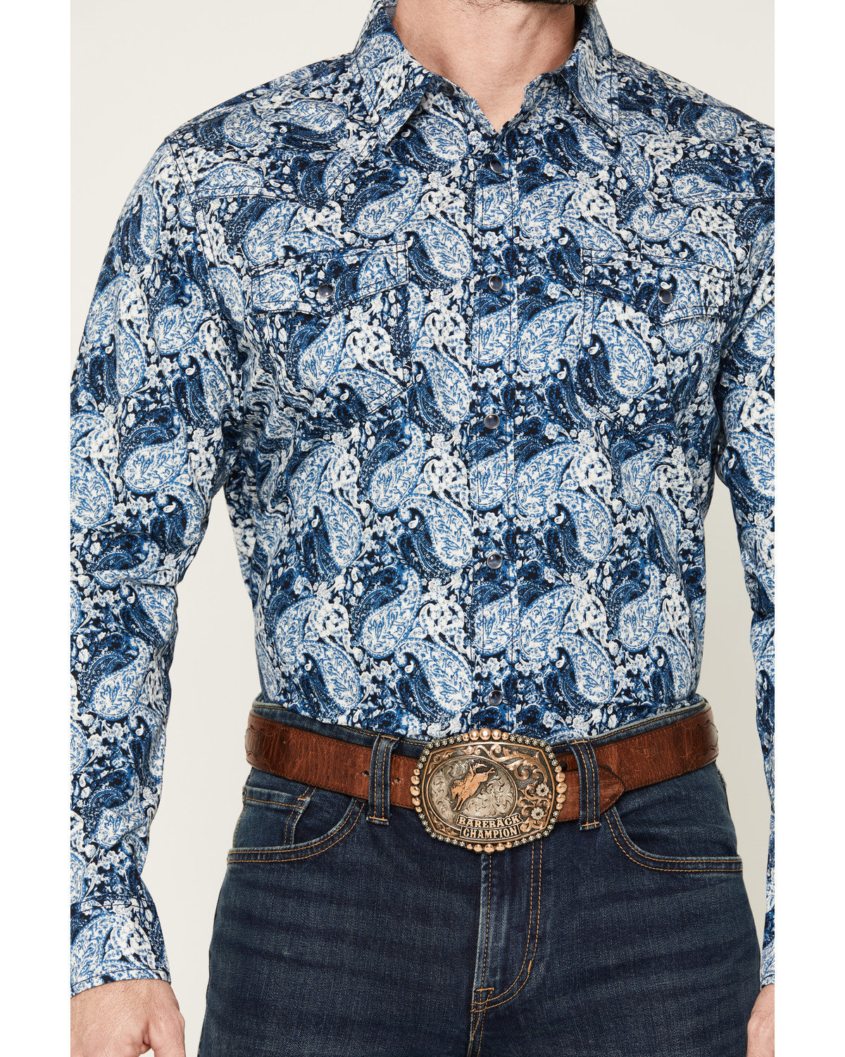 Cody James Men's Escape Route Paisley Print Long Sleeve Snap Western S