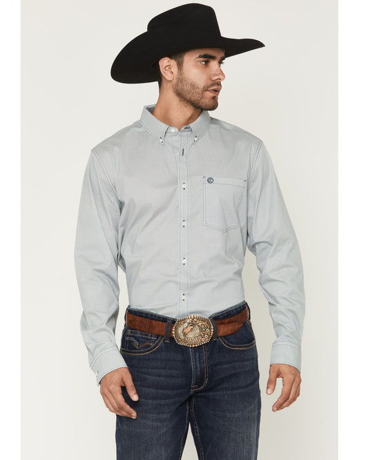 Cody James Men's Day Job Geo Print Long Sleeve Button-Down Stretch Wes