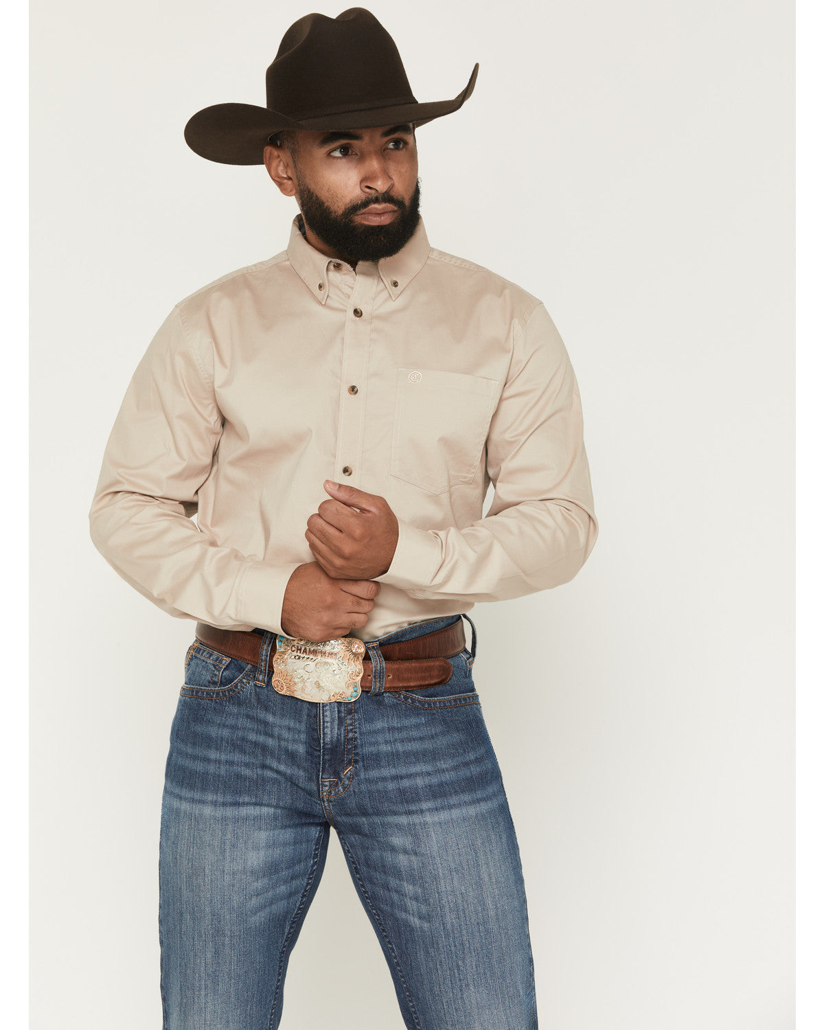 Cody James Men's Basic Solid Long Sleeve Button-Down Stretch Western S
