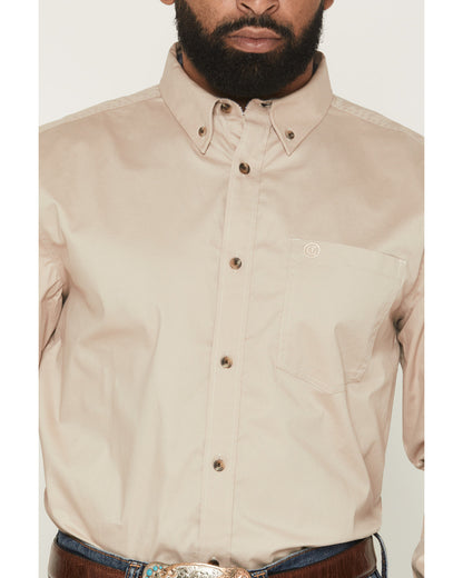 Cody James Men's Basic Solid Long Sleeve Button-Down Stretch Western S