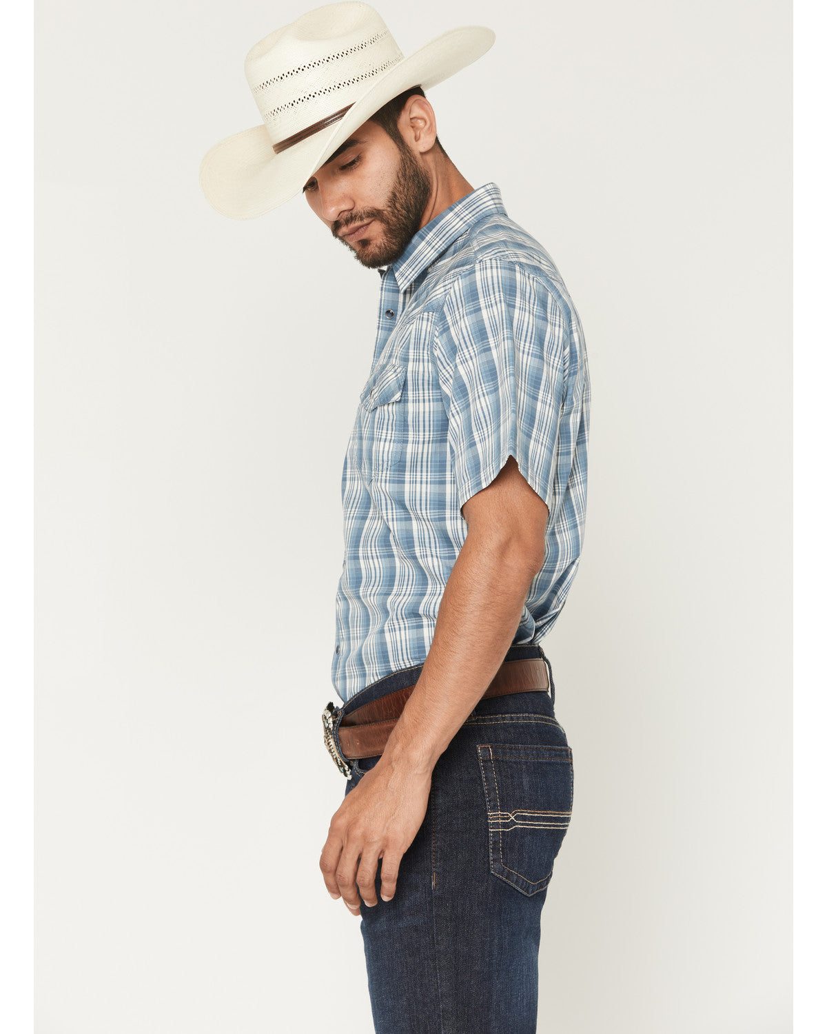 Cody James Men's Briggs Plaid Print Short Sleeve Snap Western Shirt -