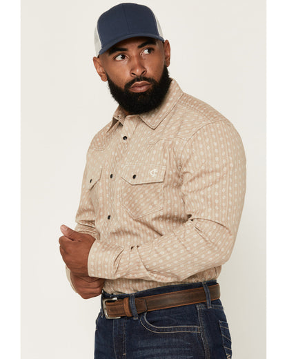 Cody James Men's FR Paisley Striped Print Long Sleeve Snap Stretch Wor