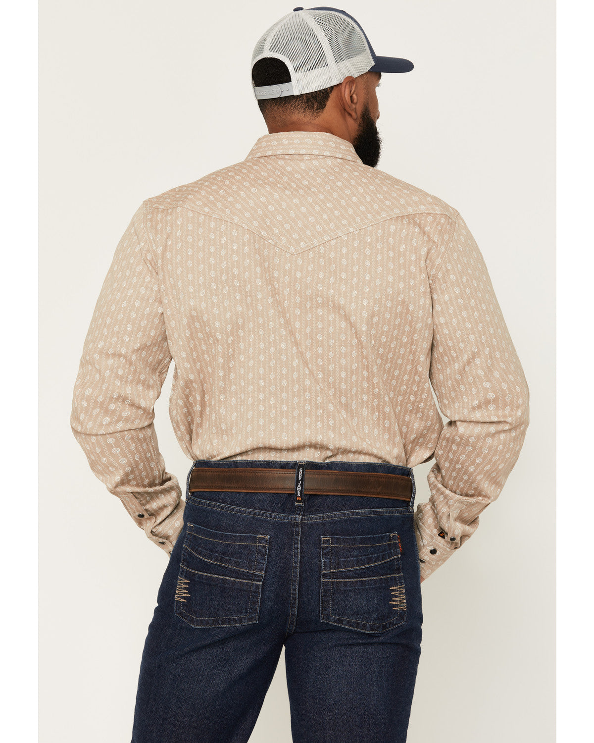 Cody James Men's FR Paisley Striped Print Long Sleeve Snap Stretch Wor