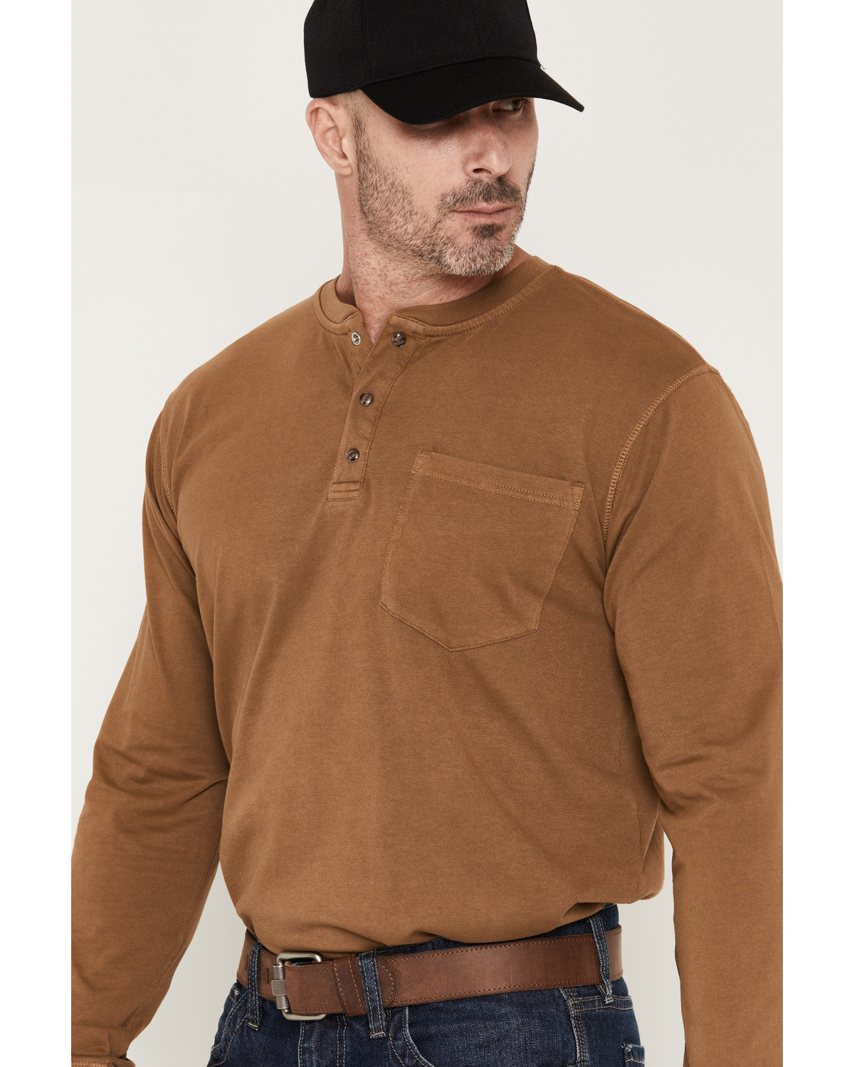 Cody James Men's FR Roughneck Solid Long Sleeve Snap Henley Work Shirt