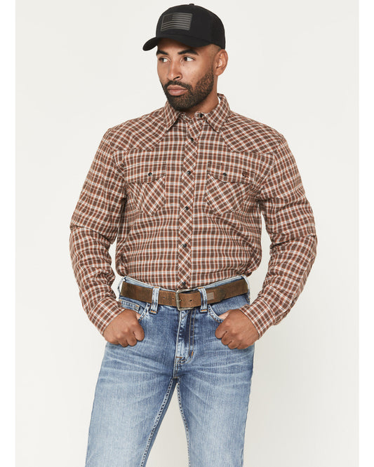 Cody James Men's FR Hondo Plaid Print Long Sleeve Snap Stretch Work Sh