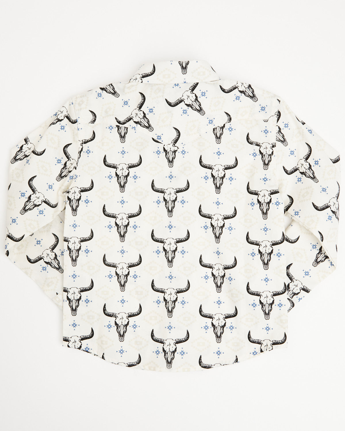 Cody James Toddler Boys' Prehistoric Bull Skull Print Long Sleeve Snap