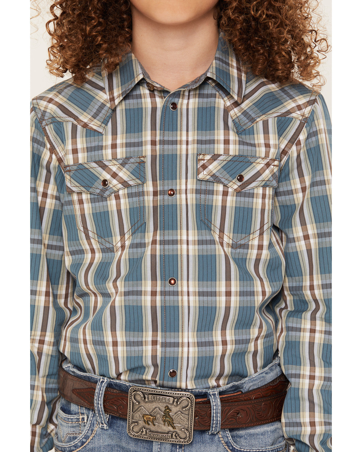 Cody James Boys' Niagra Falls Plaid Print Long Sleeve Snap Western Shi