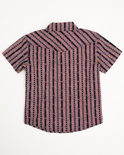 Cody James Toddler Boys' Steer Head Stars & Stripes Short Sleeve Snap