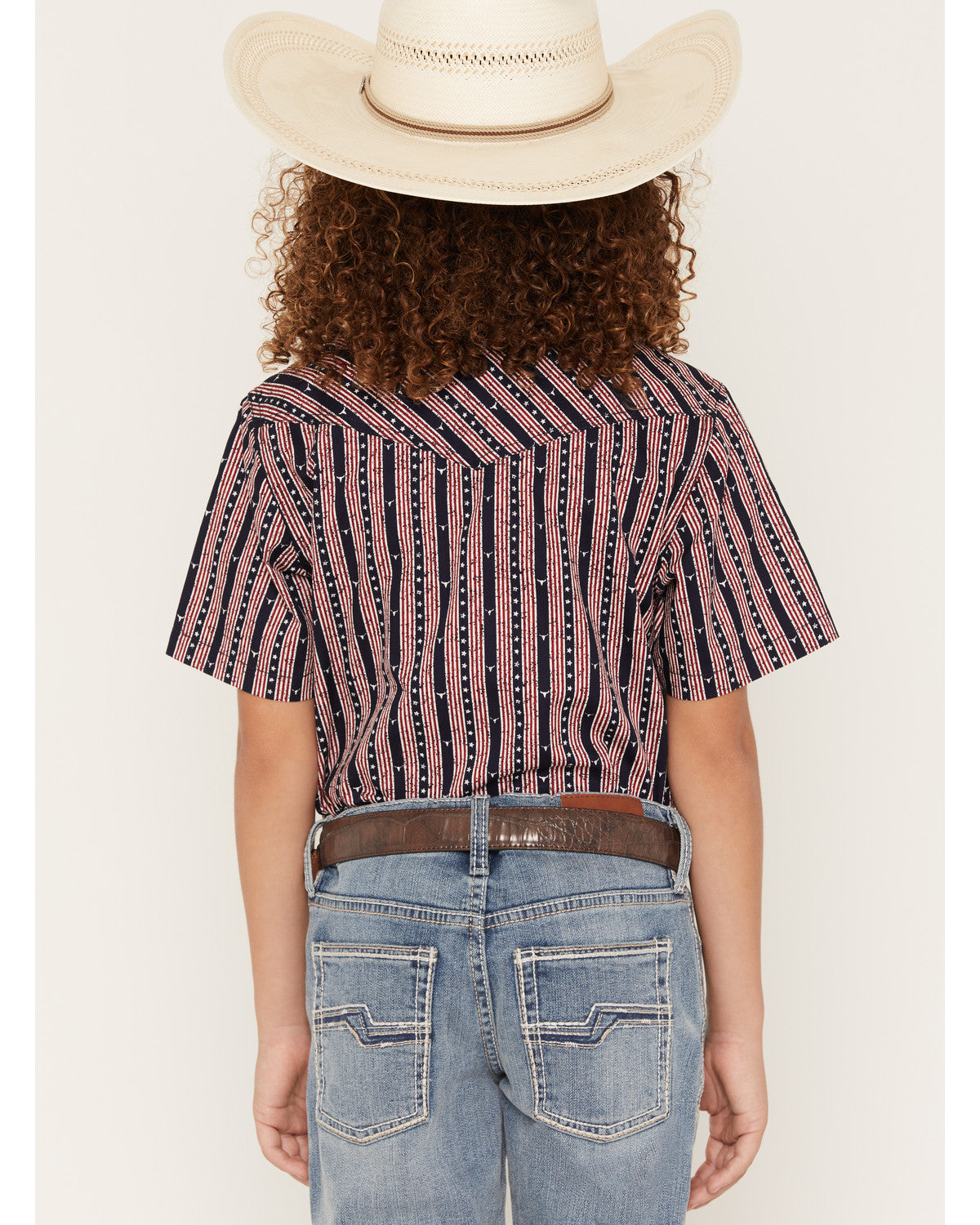 Cody James Boys' Steer Head Stars & Stripes Short Sleeve Snap Western