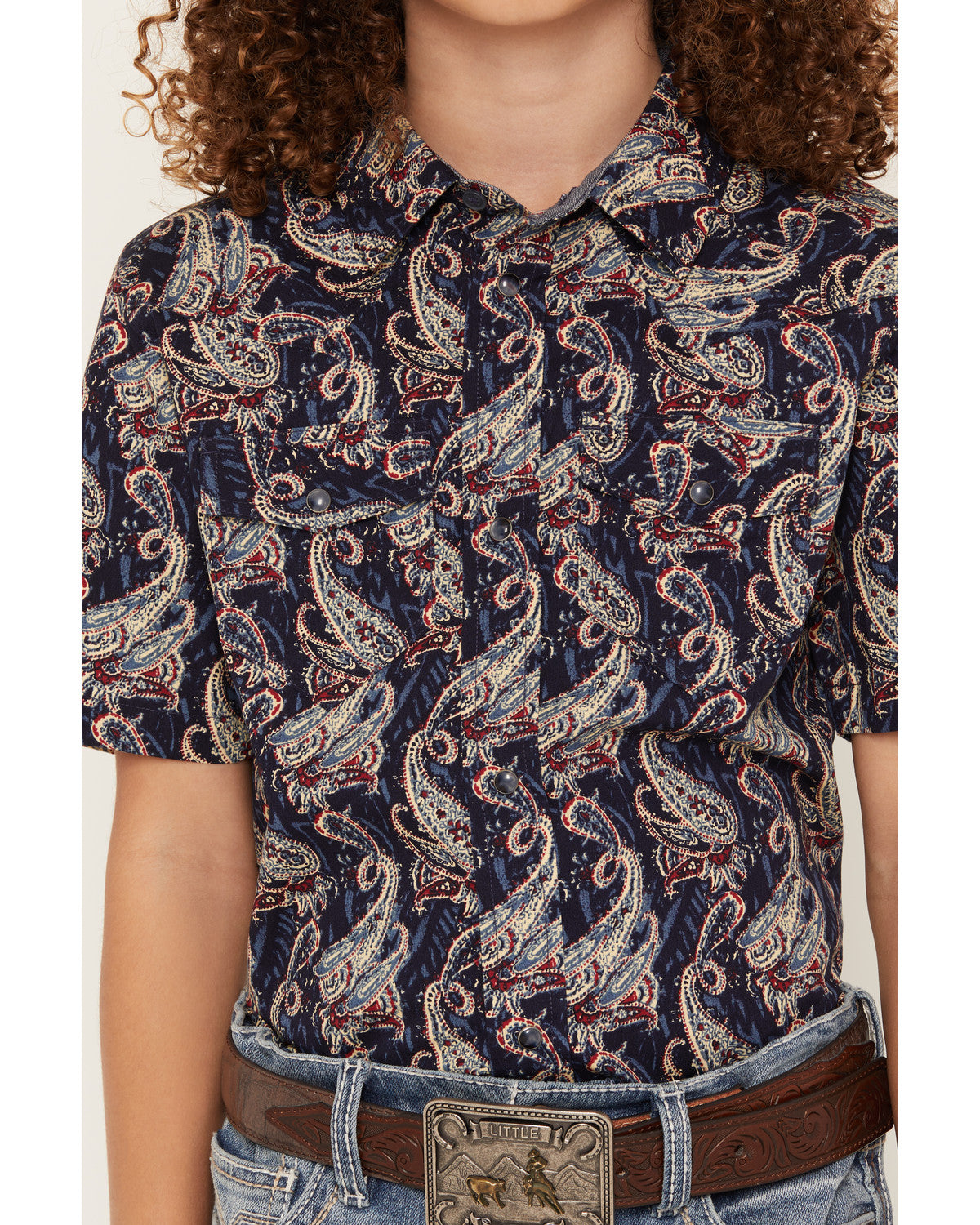 Cody James Boys' Easy Livin Paisley Print Short Sleeve Snap Western Sh