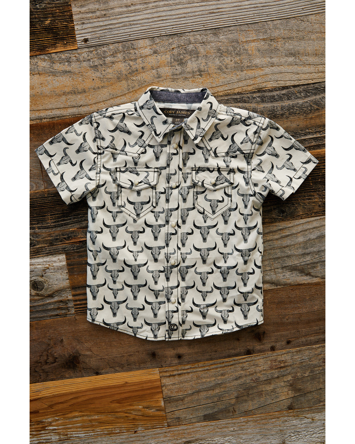 Cody James Toddler Boys' Toro Steerhead Print Short Sleeve Snap Wester