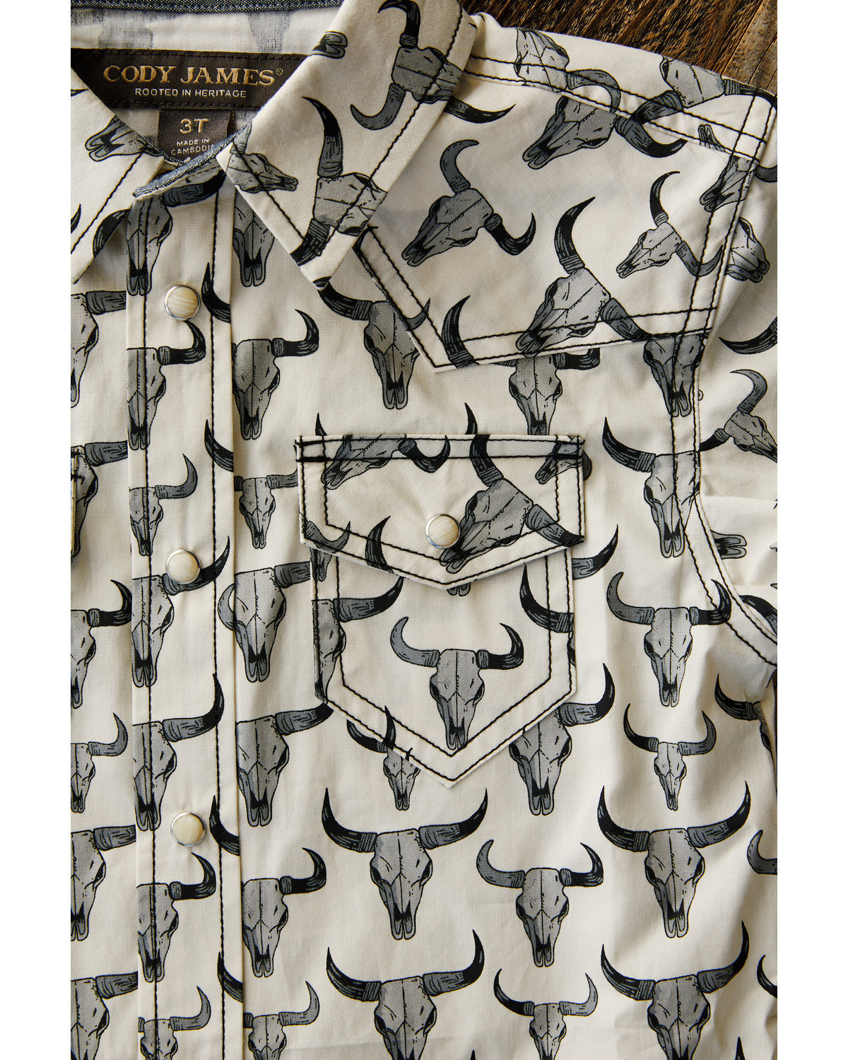 Cody James Toddler Boys' Toro Steerhead Print Short Sleeve Snap Wester