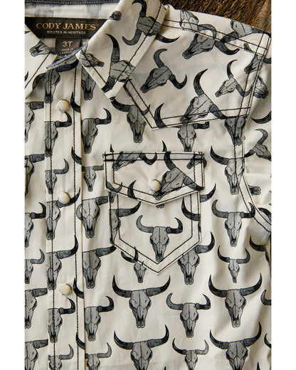 Cody James Toddler Boys' Toro Steerhead Print Short Sleeve Snap Wester