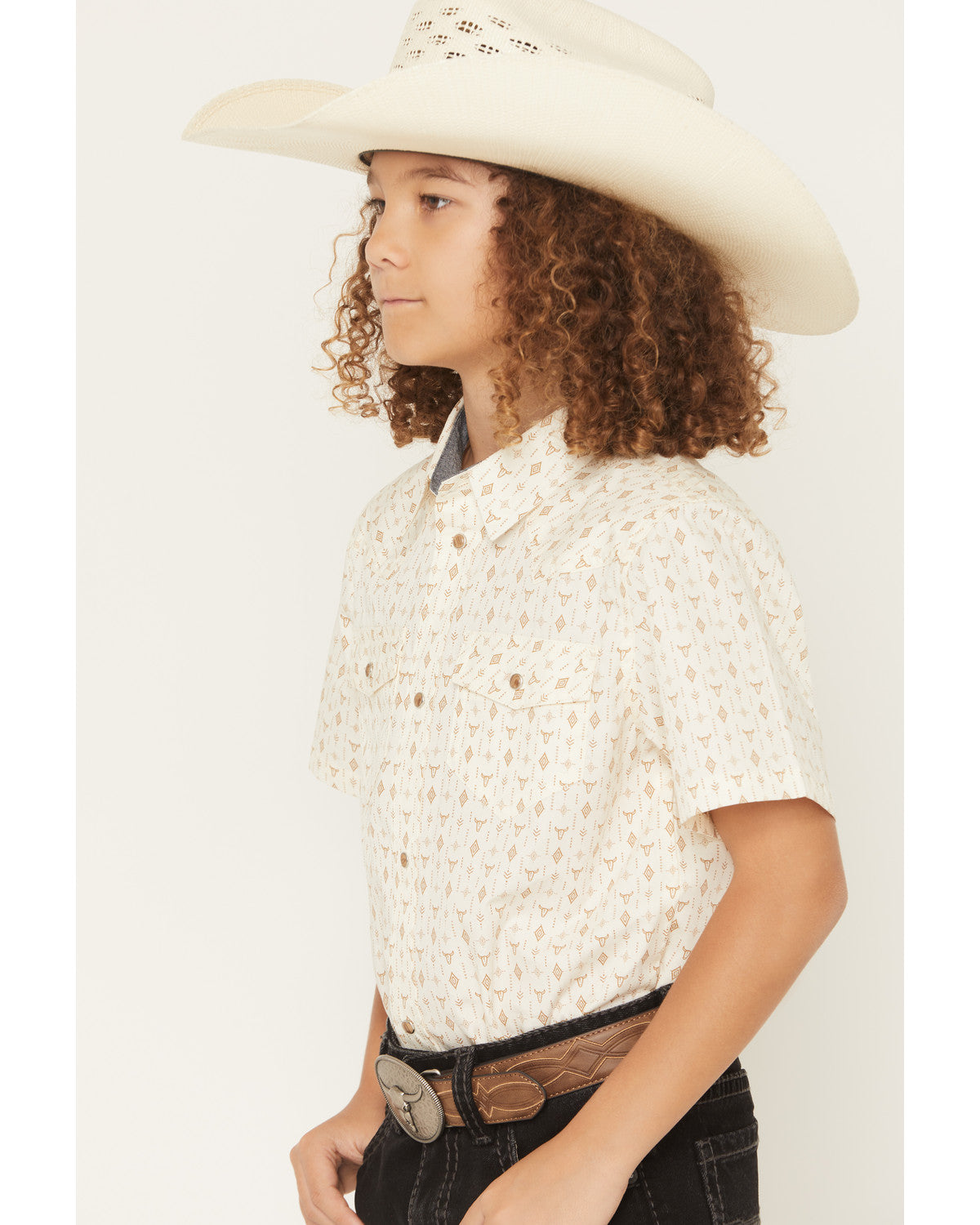 Cody James Boys' Jace Southwestern Print Short Sleeve Snap Western Shi