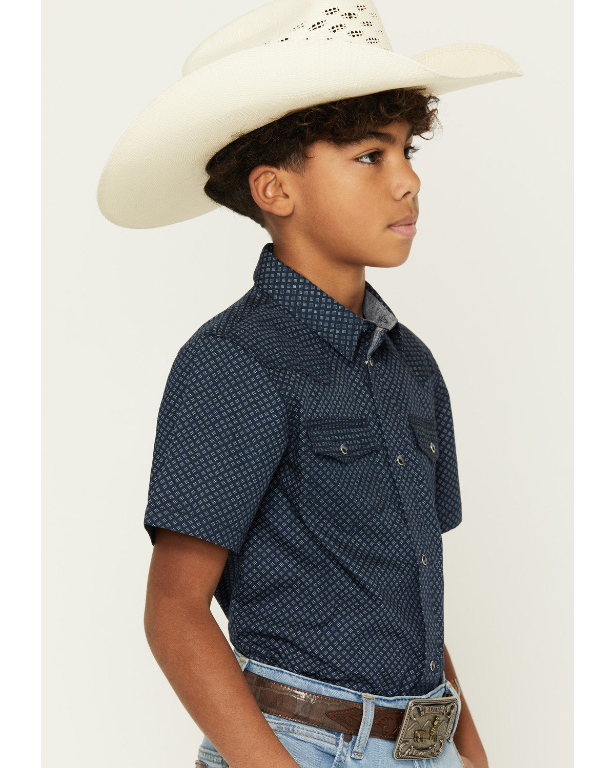 Cody James Boys' Tripp Geo Print Short Sleeve Snap Western Shirt