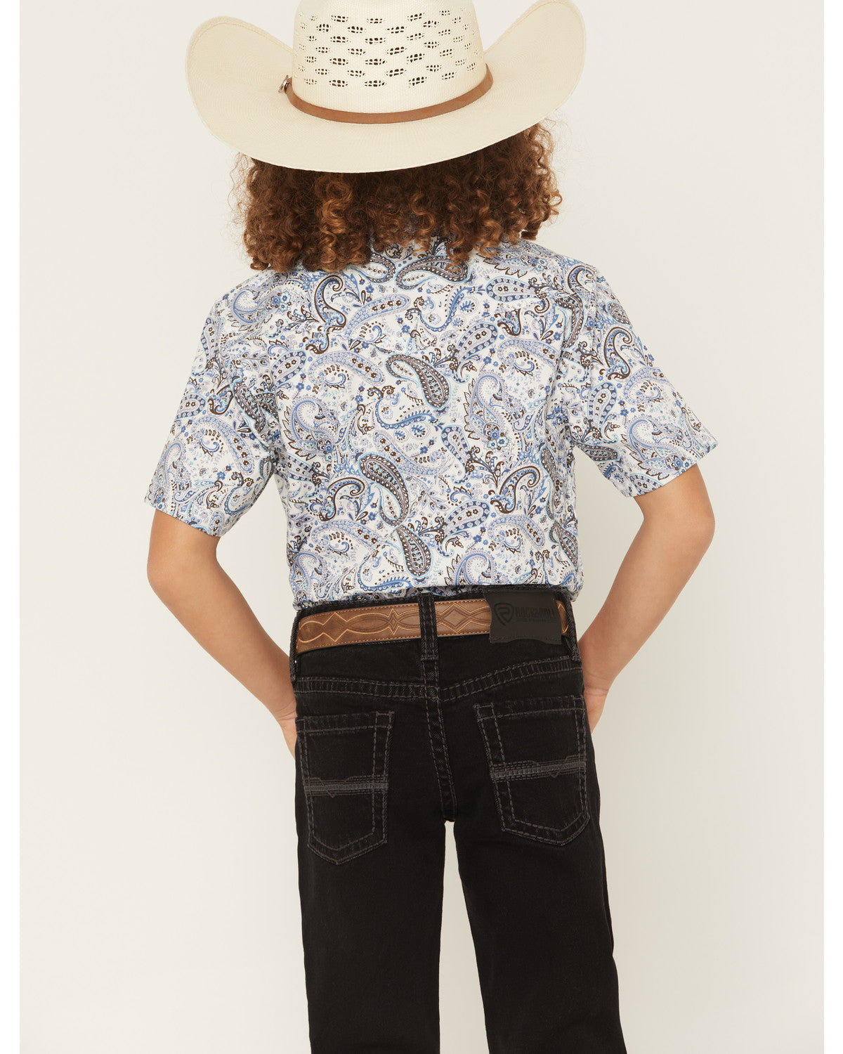 Cody James Boys' Ryder Paisley Print Short Sleeve Snap Western Shirt