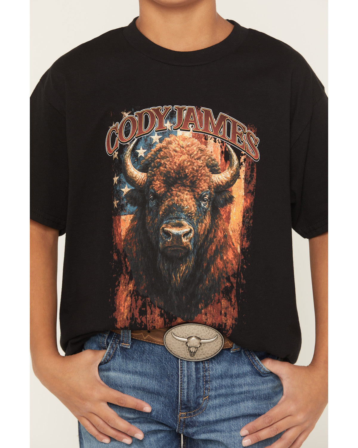 Cody James Boys' Americana Bull Short Sleeve Graphic T-Shirt