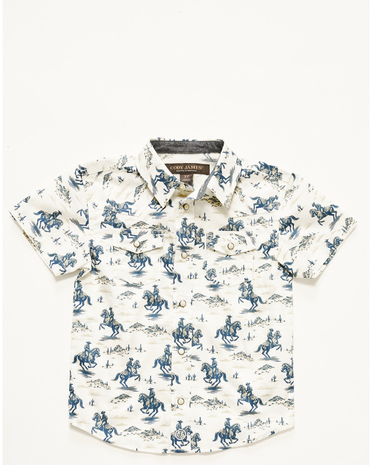 Cody James Toddler Boys' Amos Western Print Short Sleeve Snap Western