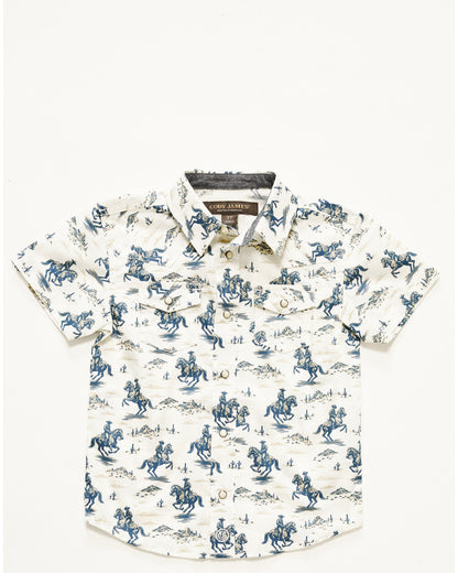 Cody James Toddler Boys' Amos Western Print Short Sleeve Snap Western