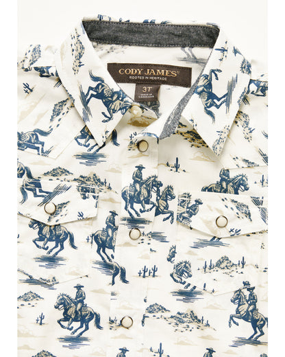 Cody James Toddler Boys' Amos Western Print Short Sleeve Snap Western