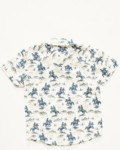 Cody James Toddler Boys' Amos Western Print Short Sleeve Snap Western