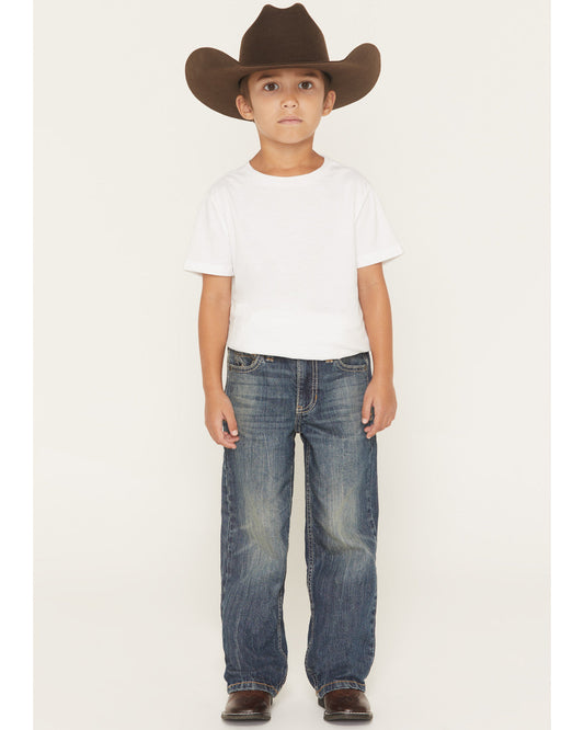 Cody James Little Boys' Texas Dark Wash Relaxed Bootcut Stretch Denim