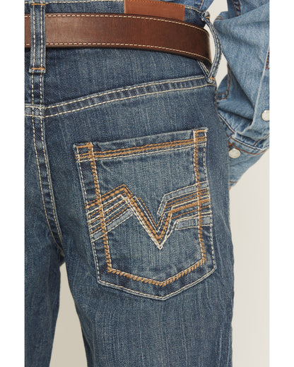 Cody James Boys' Texas Dark Wash Relaxed Bootcut Stretch Denim Jeans