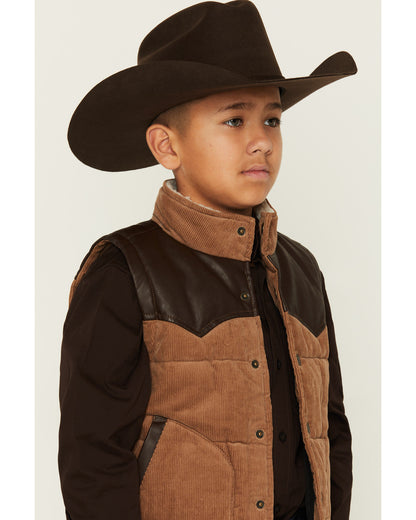 Cody James Boys' Lonoke Corduroy Faux Leather Vest