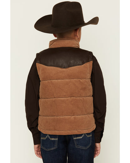 Cody James Boys' Lonoke Corduroy Faux Leather Vest