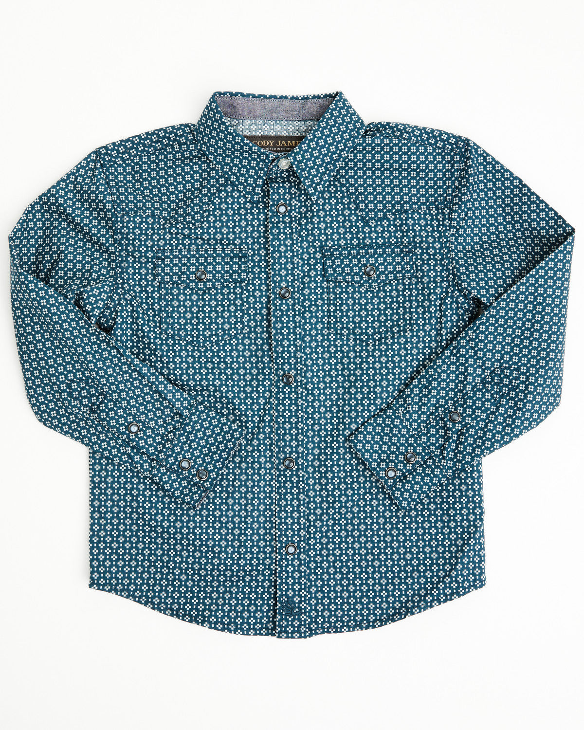 Cody James Toddler Boys' Bourbon Geo Print Long Sleeve Pearl Snap West