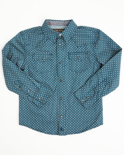 Cody James Toddler Boys' Bourbon Geo Print Long Sleeve Pearl Snap West