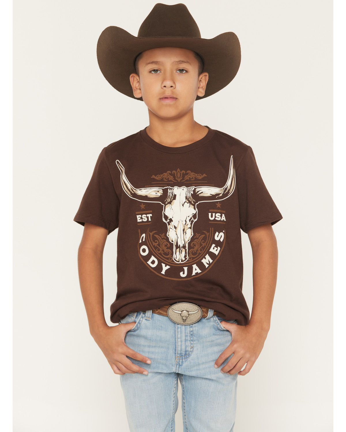 Cody James Boys' USA Steerhead Short Sleeve Graphic T-Shirt