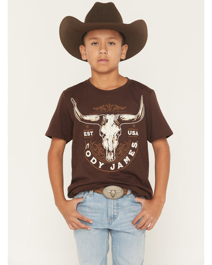 Cody James Boys' USA Steerhead Short Sleeve Graphic T-Shirt