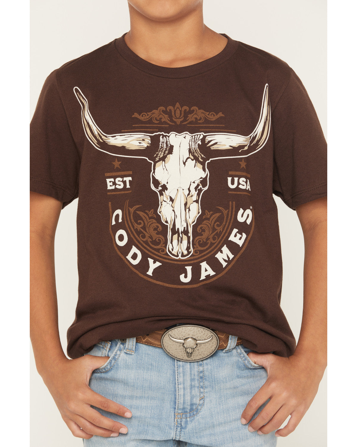 Cody James Boys' USA Steerhead Short Sleeve Graphic T-Shirt