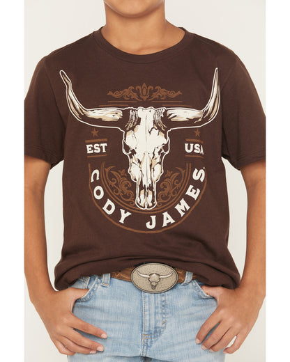 Cody James Boys' USA Steerhead Short Sleeve Graphic T-Shirt