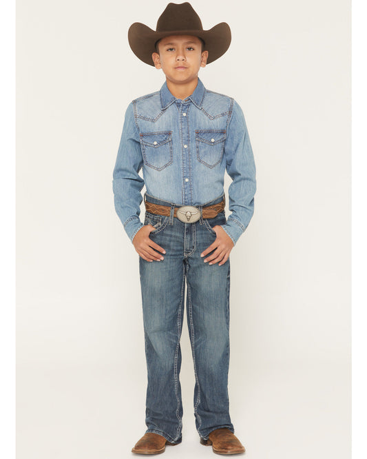 Cody James Little Boys' Grullo Medium Wash Relaxed Bootcut Comfort Str