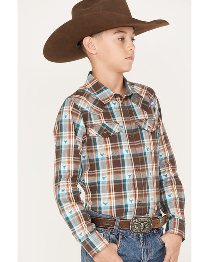 Cody James Boys' Bull Dobby Long Sleeve Snap Western Shirt