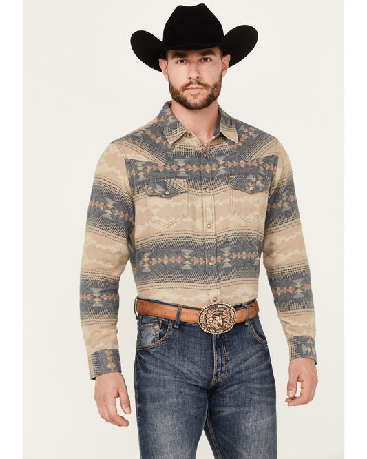 Cody James Men's Arrow Bear Southwestern Print Long Sleeve Snap Wester