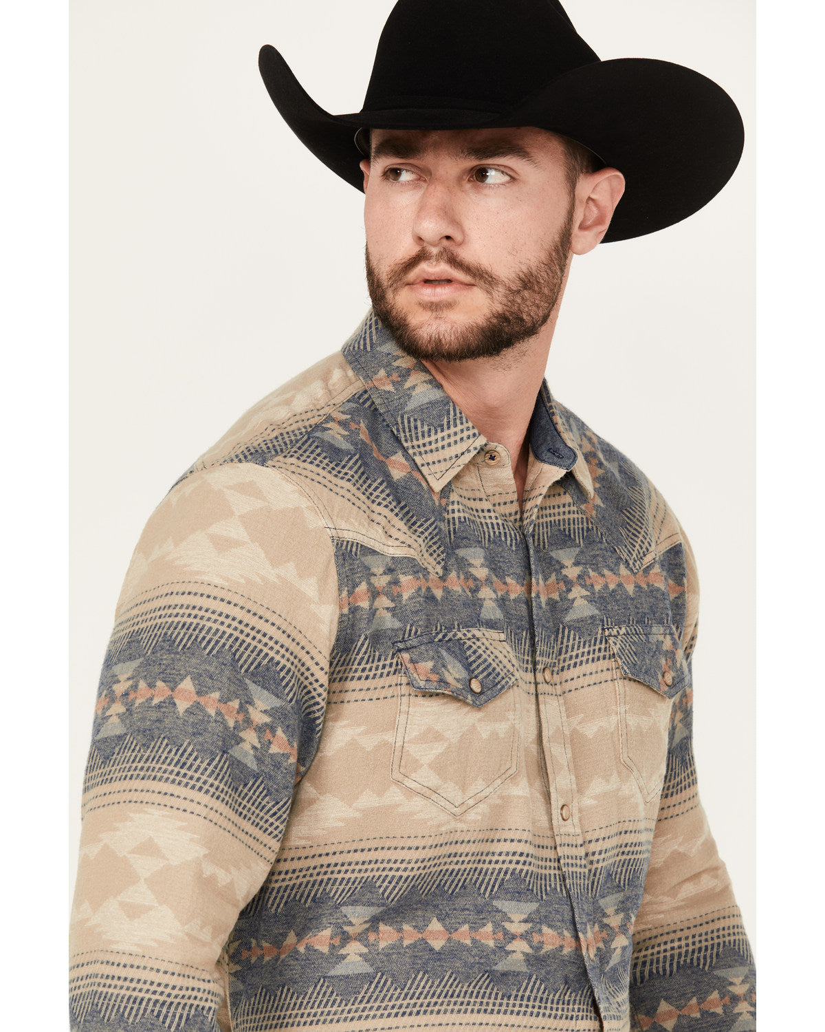 Cody James Men's Arrow Bear Southwestern Print Long Sleeve Snap Wester