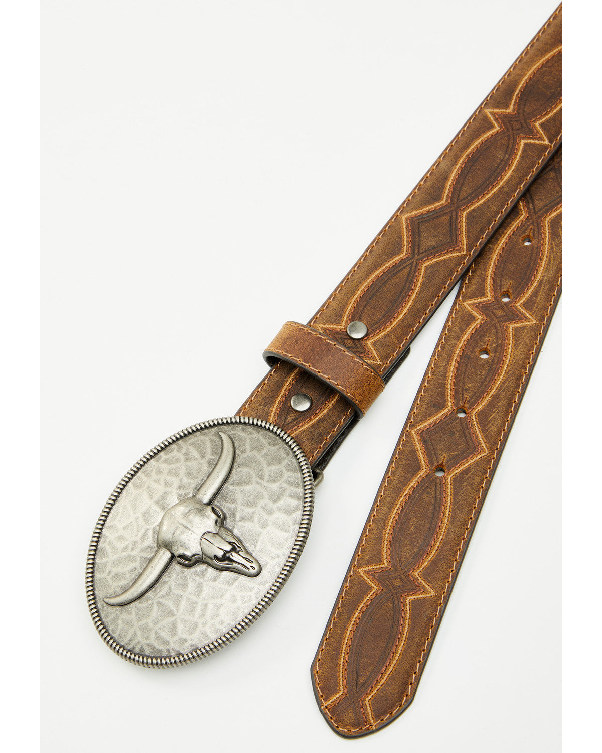 Cody James Men's Carson Hammered Longhorn Buckle Belt