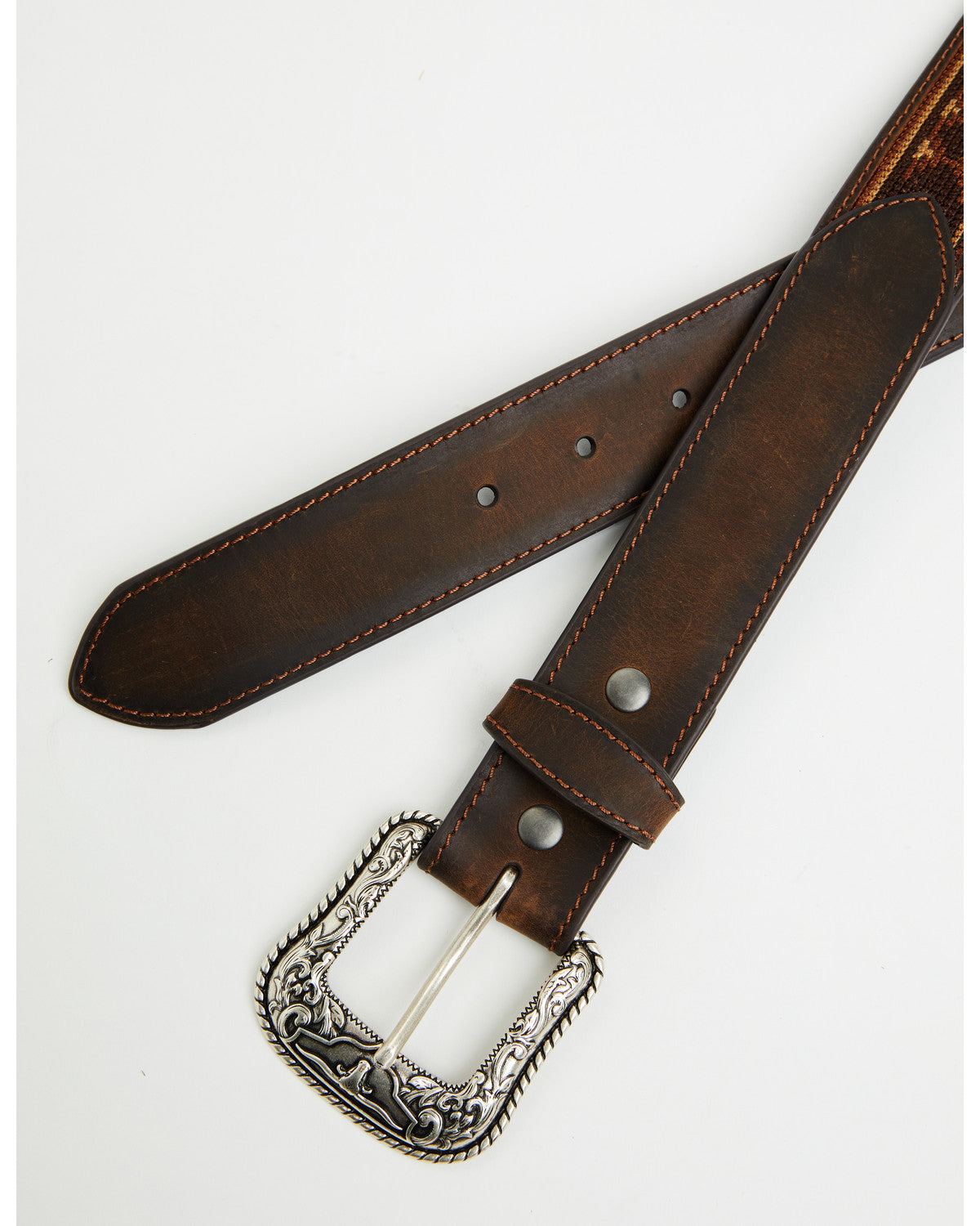 Cody James Men's Southwestern Needlepoint Inlay Leather Belt